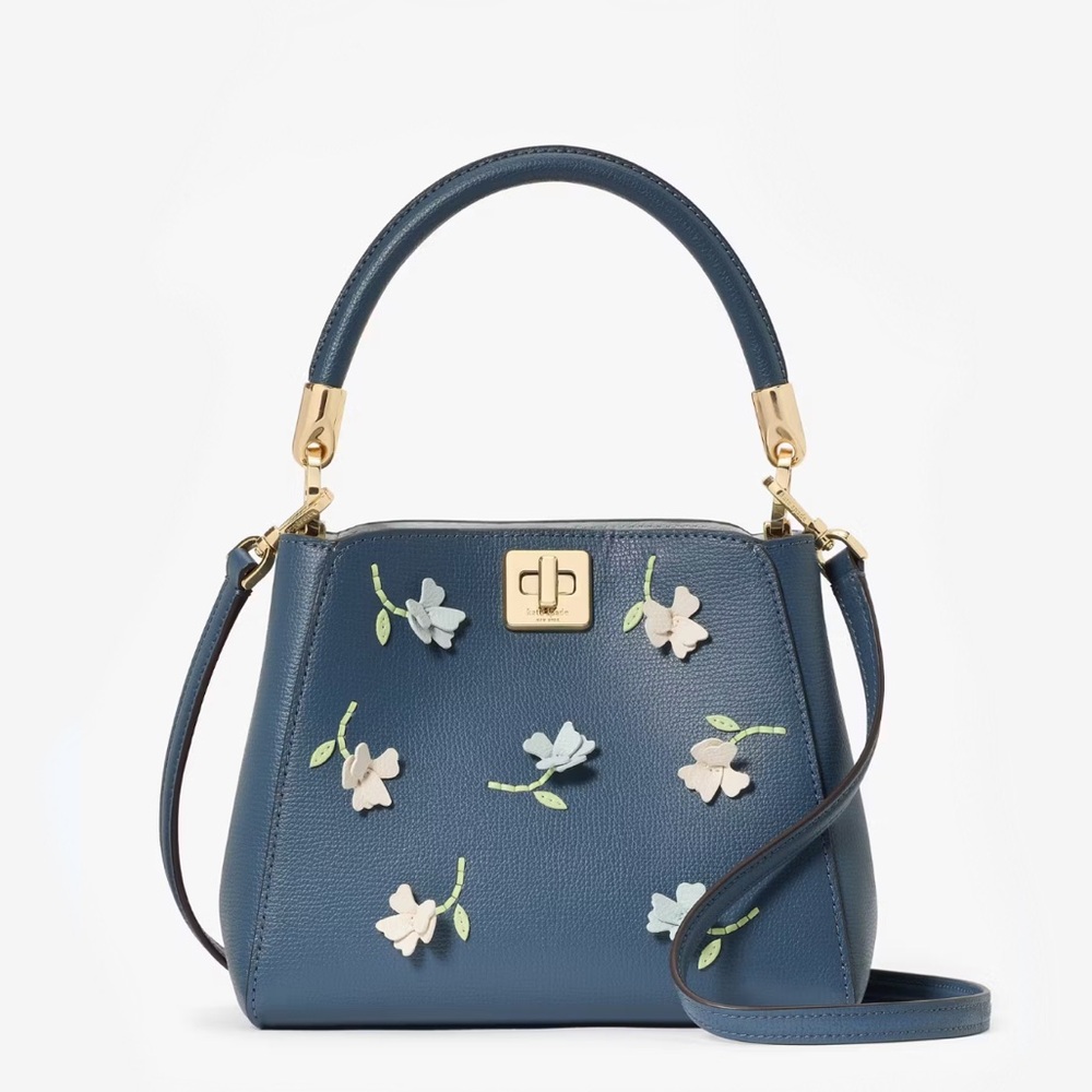 ♠️Kate Spade New York Phoebe Floral Applique Small Top Handle Bag, Blue NWT